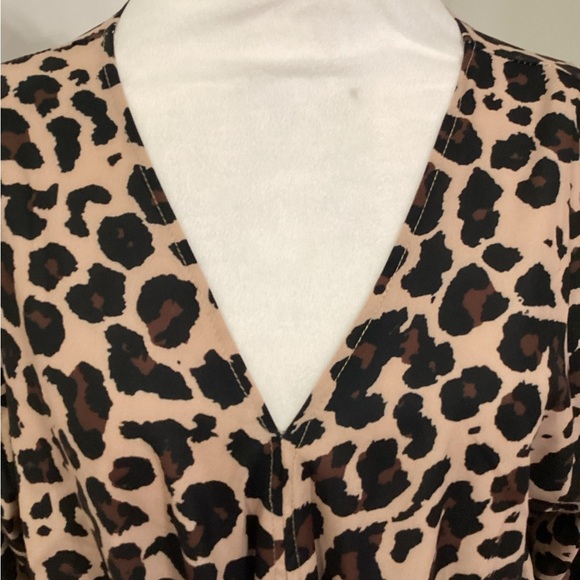 Stylish Leopard Print V-Neck Blouse (NWOT) Color: Leopard) - Picture 3 of 6